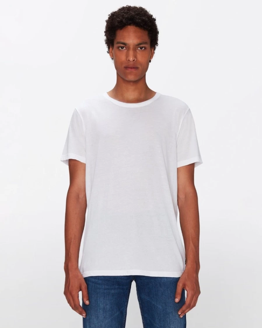 7 For All Mankind Men's Featherweight Cotton T-Shirt - White Premium Comfort Tee