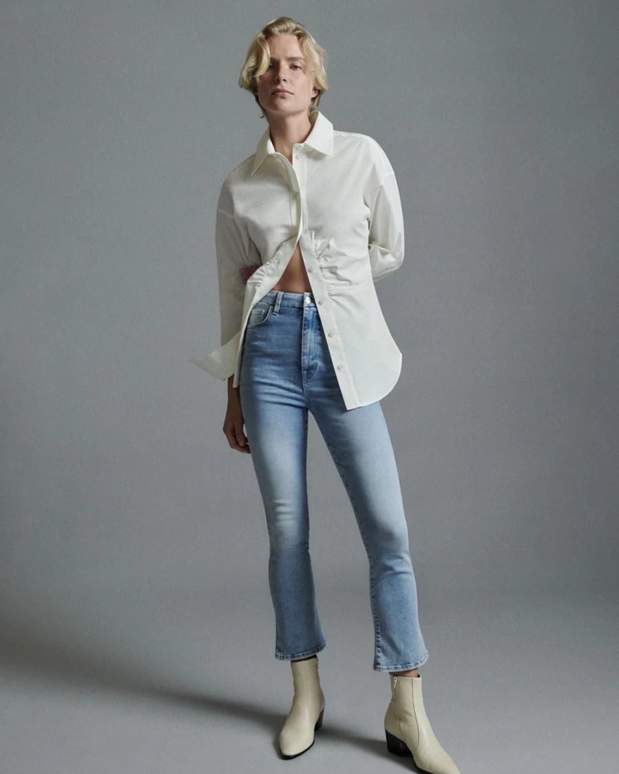 7 For All Mankind Women's No Filter Ultra High Rise Skinny Jeans with Kick Flare in Merton Wash
