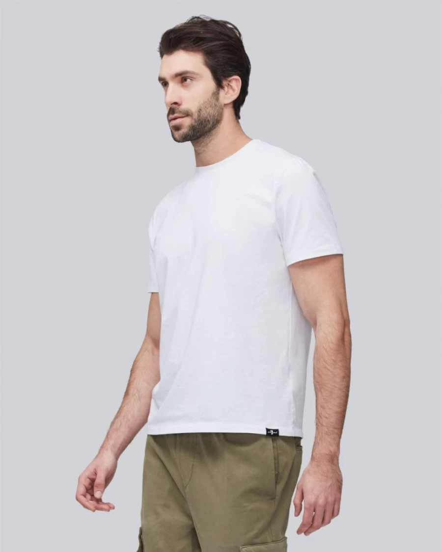 7 For All Mankind Men's Luxe Performance T-Shirt - White Premium Cotton Tee