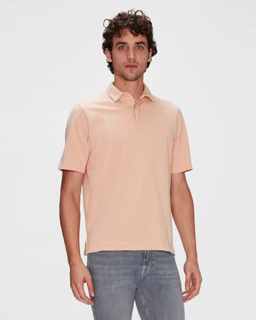 7 For All Mankind Men's Tangerine Pique Knit Polo Shirt