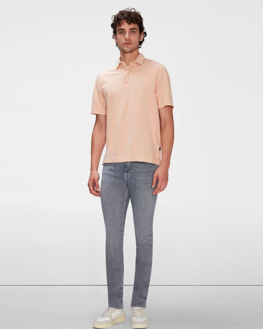 7 For All Mankind Men's Tangerine Pique Knit Polo Shirt