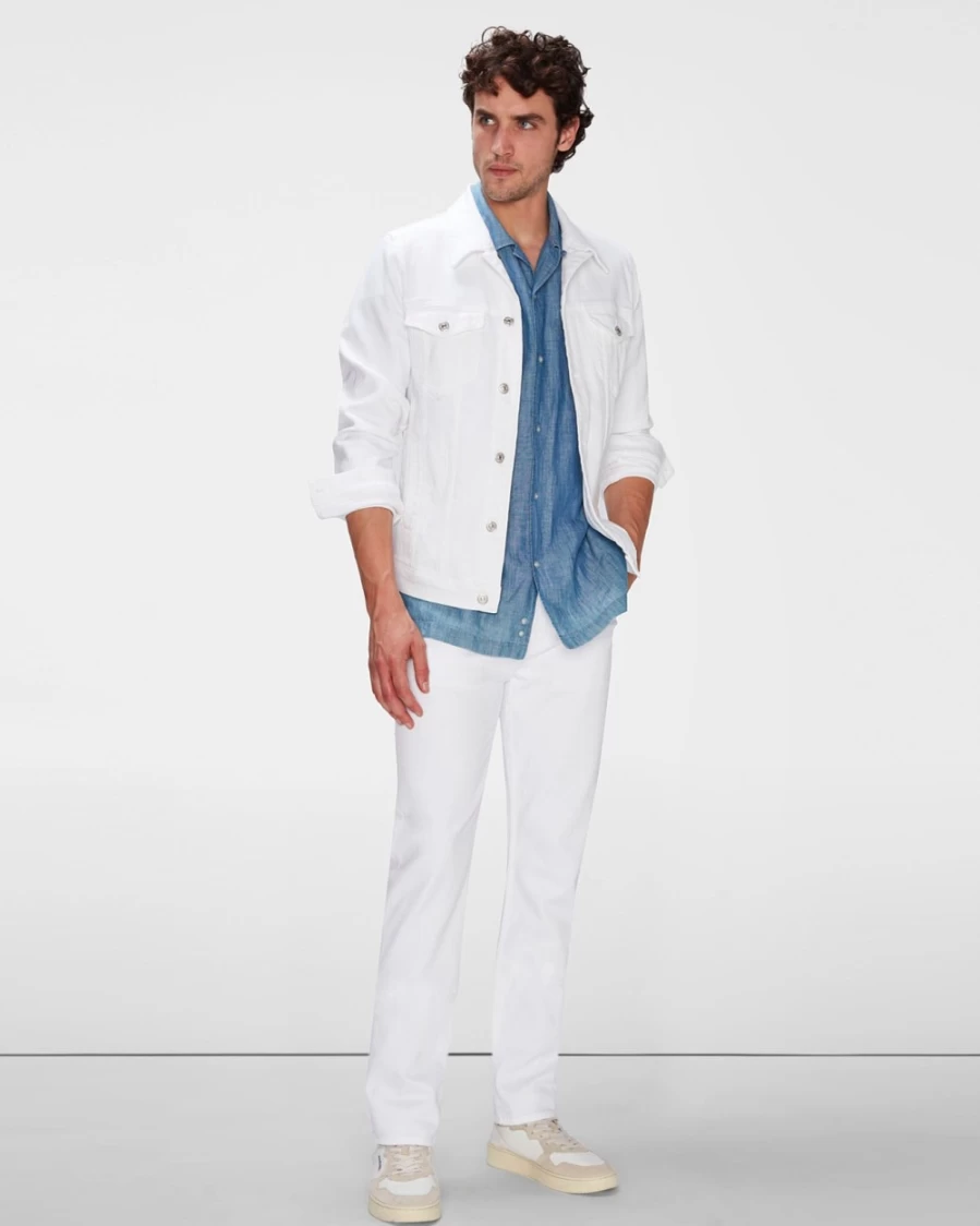 7 For All Mankind Men's Banter White Trucker Jacket - Perfect Denim Jacket for Men