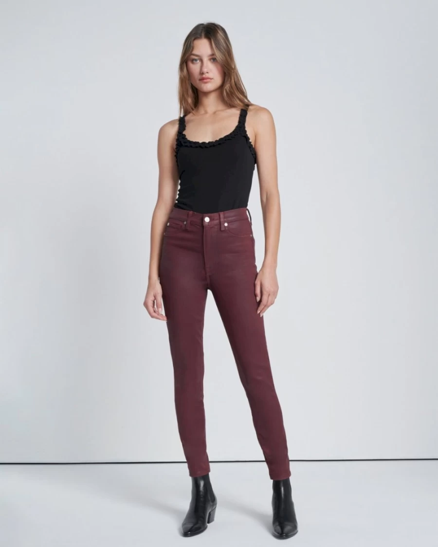 7 For All Mankind Women's High Waist Coated Ankle Skinny Jeans in Ruby Rust