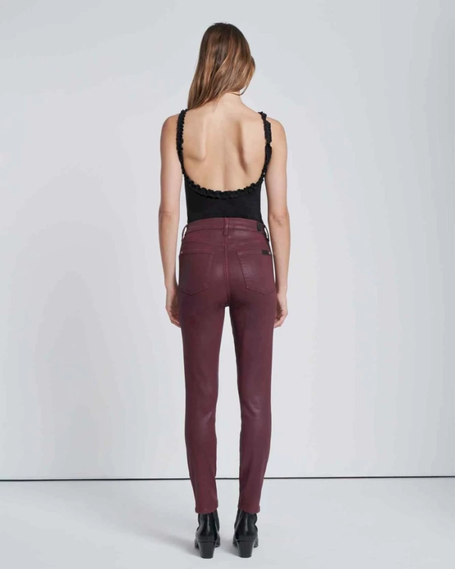 7 For All Mankind Women's High Waist Coated Ankle Skinny Jeans in Ruby Rust
