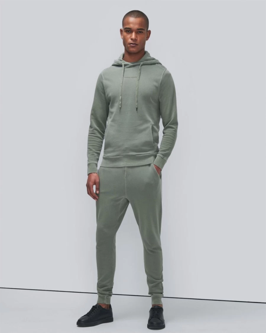 7 For All Mankind Men's Light Army Mineral Dye Hoodie - Eco-Friendly Casual Pullover