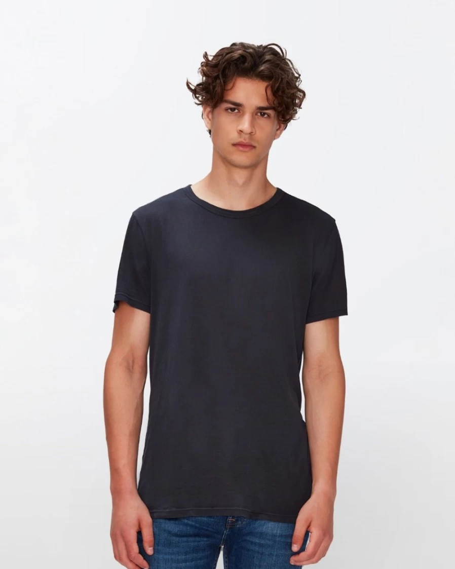 7 For All Mankind Men's Featherweight Black Cotton T-Shirt