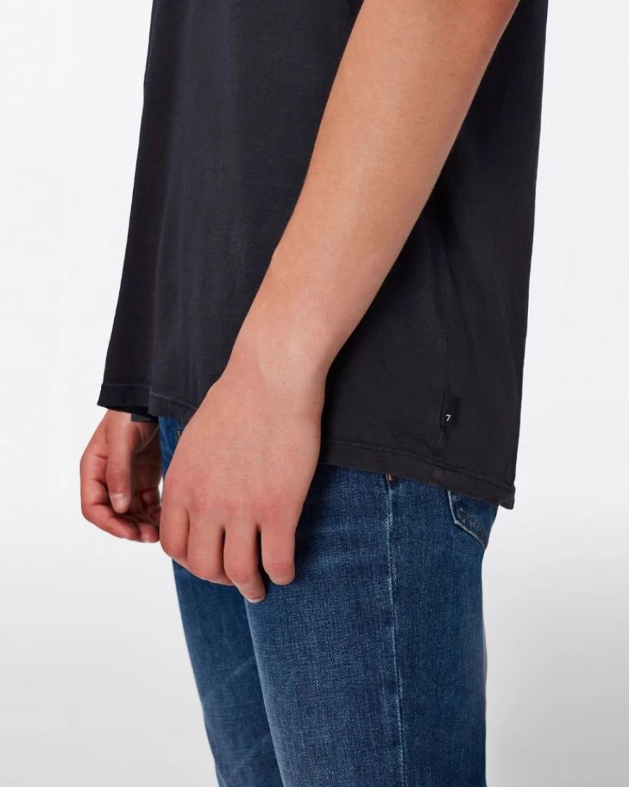 7 For All Mankind Men's Featherweight Black Cotton T-Shirt