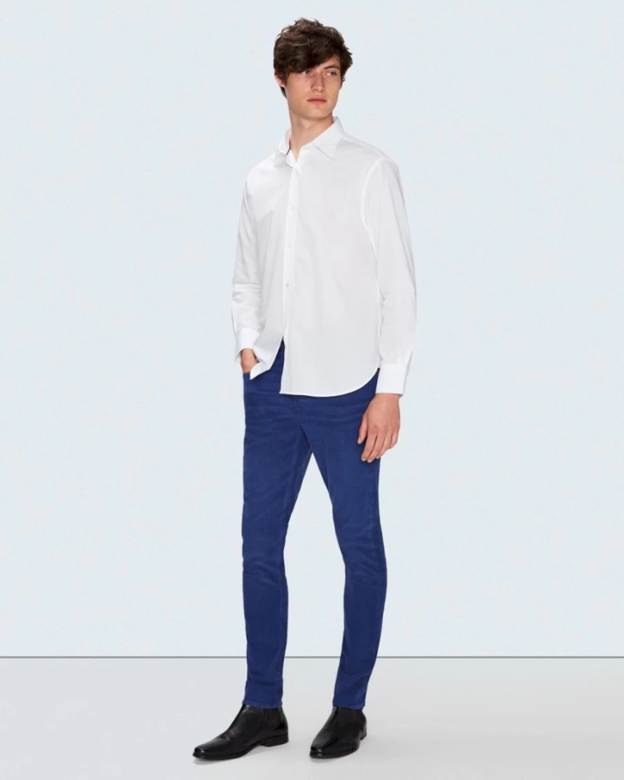 7 For All Mankind Men's Slim Fit Tapered Electric Blue Corduroy Pants