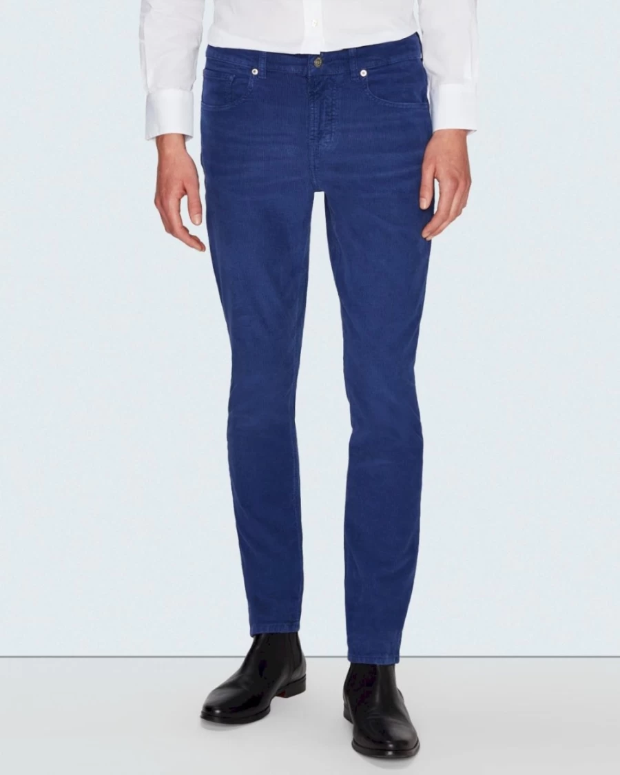 7 For All Mankind Men's Slim Fit Tapered Electric Blue Corduroy Pants