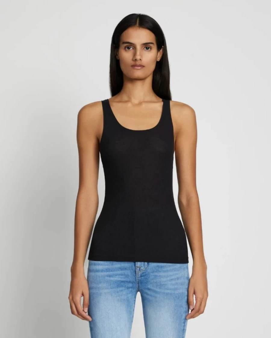7 For All Mankind Women's Basic Scoop Neck Tank Top - Jet Set Style