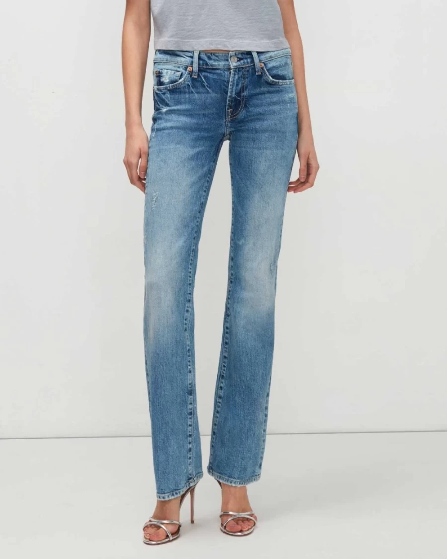 7 For All Mankind Women's Destroyed Bootcut Jeans in Fig Leaf Wash