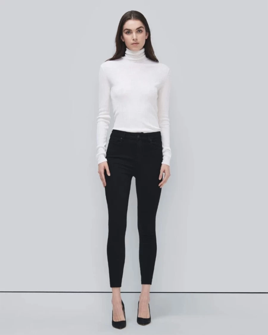 7 For All Mankind Women's Aubrey Ankle Jeans in Rinsed Black - Air Fit
