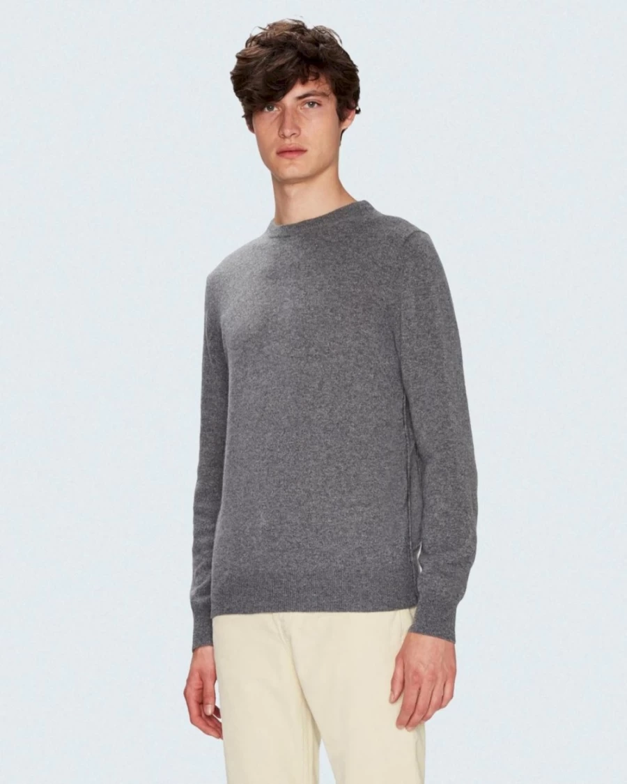 7 For All Mankind Men's Grey Cashmere Crewneck Sweater