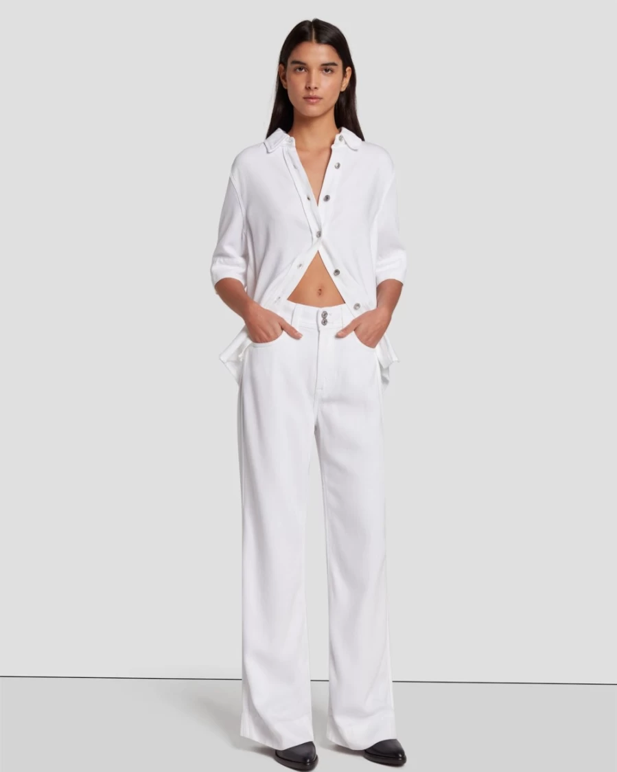 7 For All Mankind Women's Tailorless Denim Jeans in Brilliant White - Modern Dojo Lustre Fit