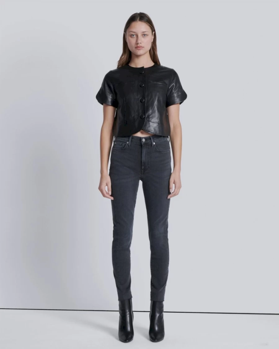 7 For All Mankind Women's High Waist Skinny Jeans - Night Rider Ankle-Length Stretch Denim Pants