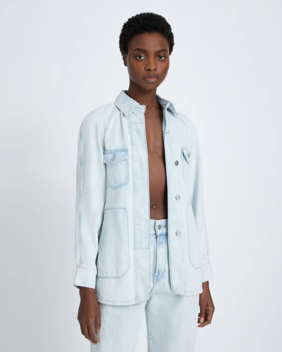7 For All Mankind Women's Isadora Denim Field Jacket - Classic Blue Denim Outerwear