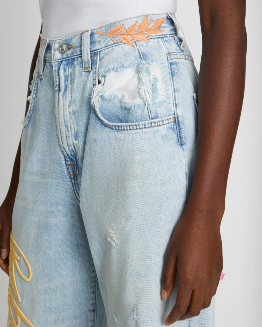 7 For All Mankind Women's Jennifer 90s Baggy Jeans in Blue Babe Wash