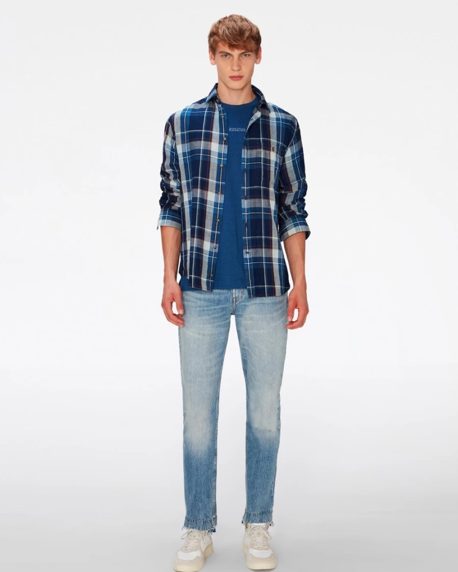 7 For All Mankind Men's Vintage Blue Cropped Straight Leg Jeans