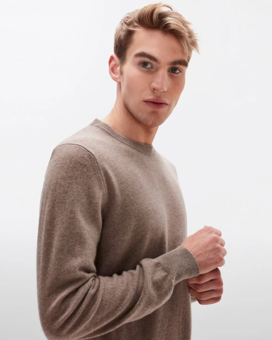 7 For All Mankind Men's Taupe Cashmere Crewneck Sweater
