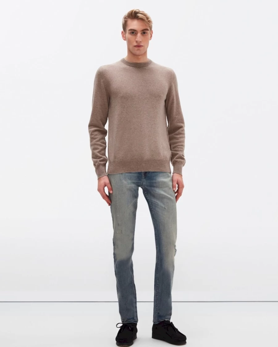 7 For All Mankind Men's Taupe Cashmere Crewneck Sweater