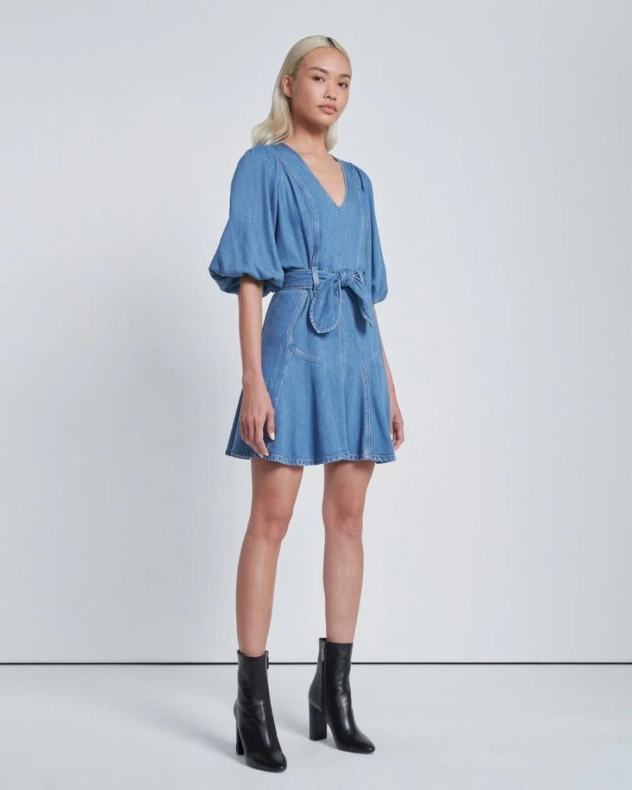 7 For All Mankind Women's Tulip Puff Sleeve Dress