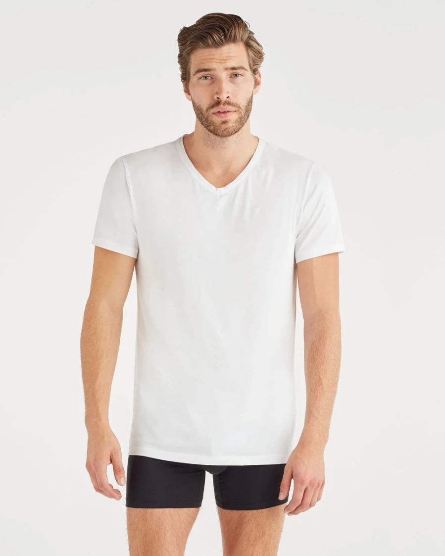 7 For All Mankind Men's 2-Pack White V-Neck T-Shirts
