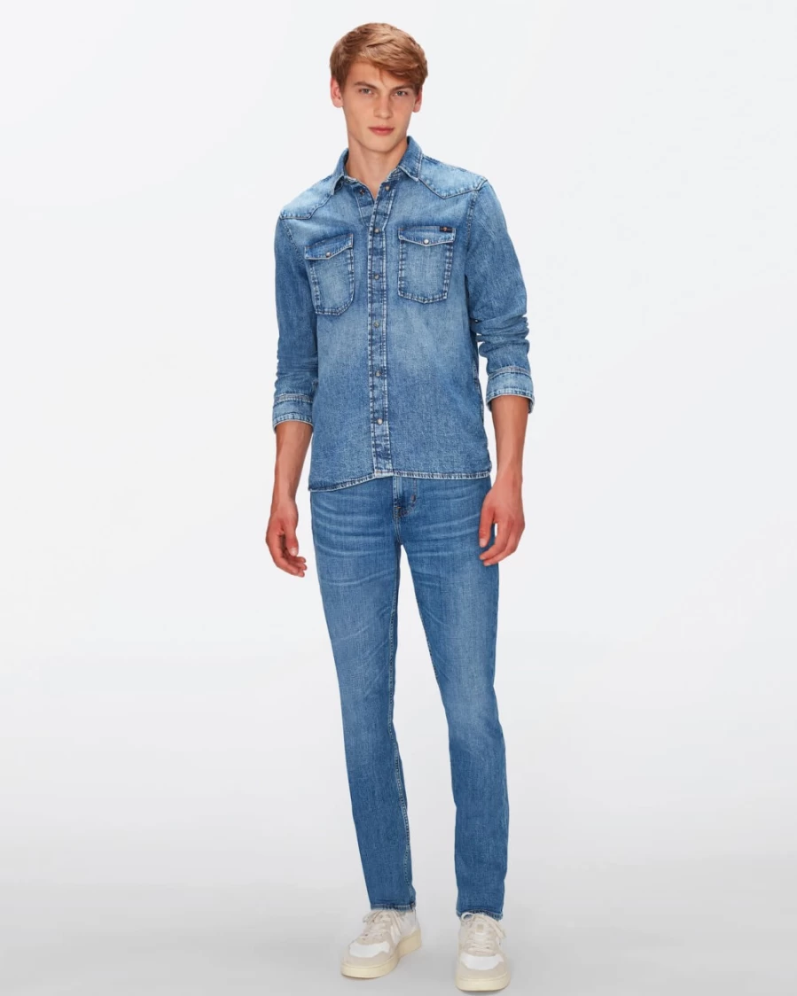 7 For All Mankind Men's Slim Fit Tapered Stretch Denim Jeans in Nomad Wash