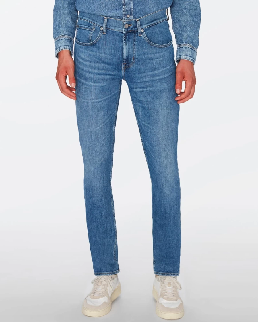 7 For All Mankind Men's Slim Fit Tapered Stretch Denim Jeans in Nomad Wash
