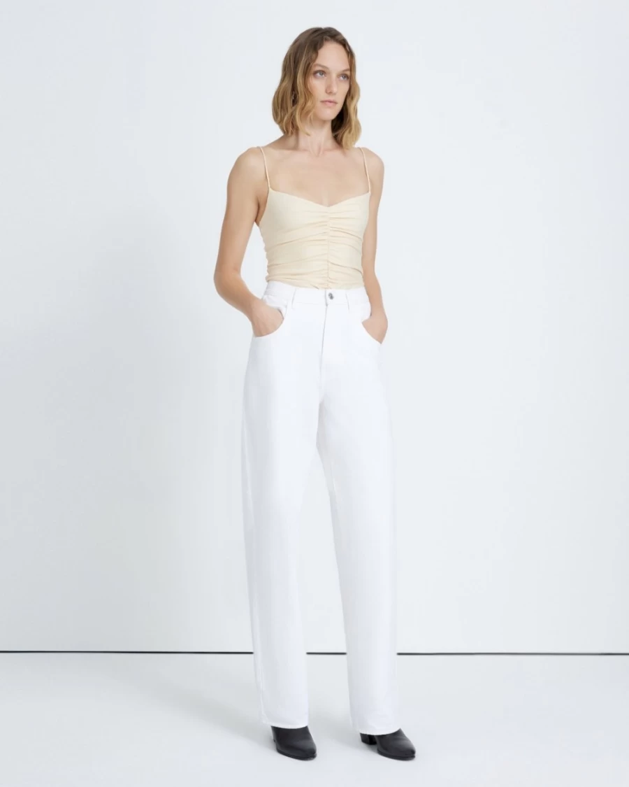 7 For All Mankind Women's Jennifer 90s Baggy Jeans in Clean White - High-Waisted Vintage Denim