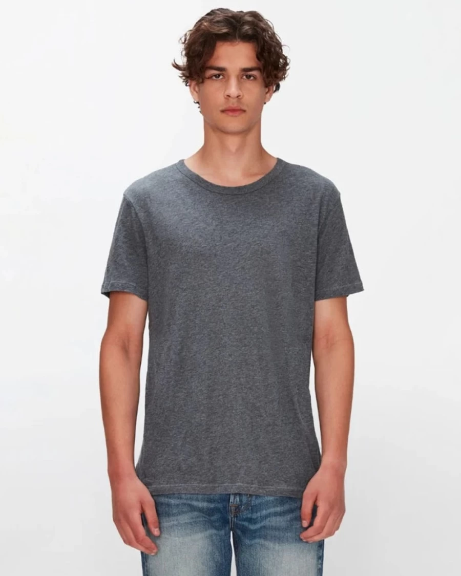7 For All Mankind Men's Heather Grey Featherweight Cotton T-Shirt