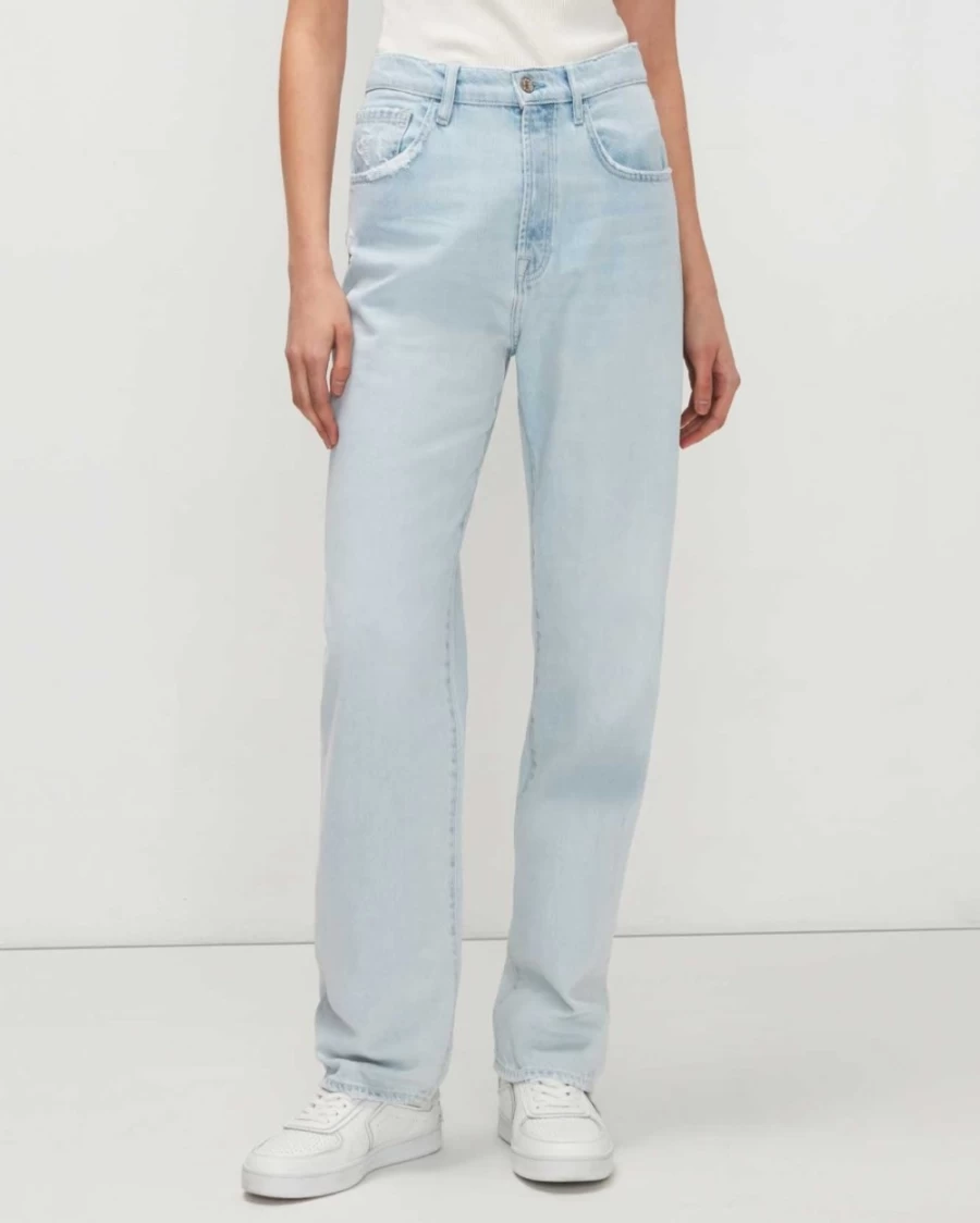 7 For All Mankind Women's Easy Straight Sun Blue Rigid Denim Jeans