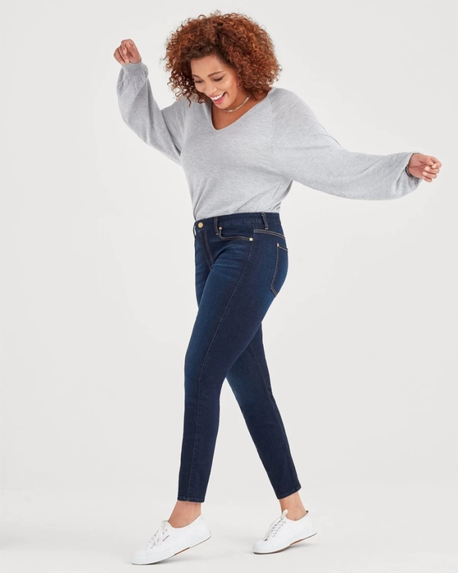 7 For All Mankind Women's Slim Illusion High Waist Skinny Jeans - Tried & True Ankle-Length Denim