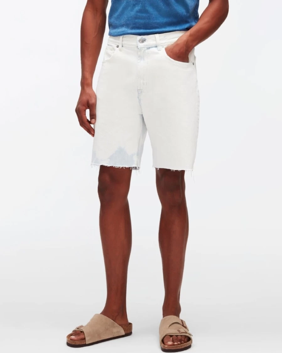 7 For All Mankind Men's Cooper J Short in Bleached Cloudy Wash Denim