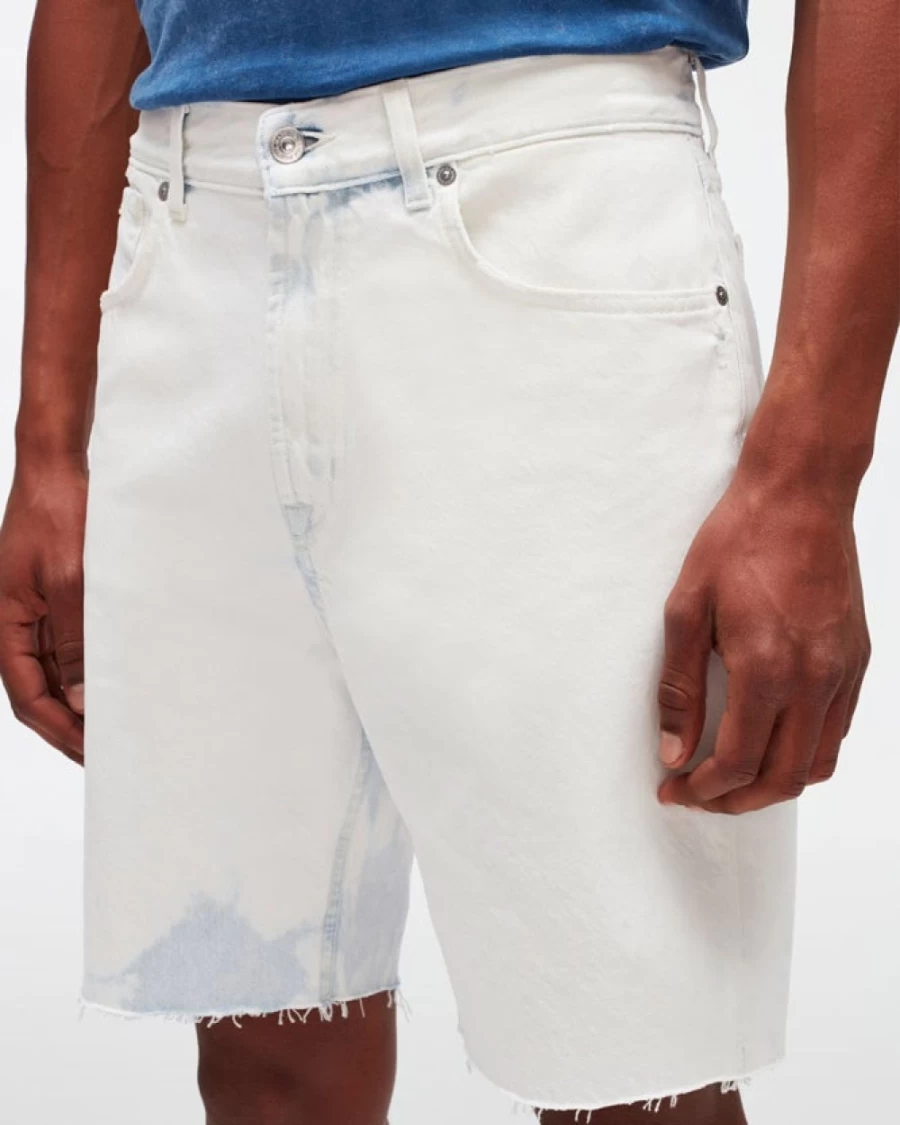 7 For All Mankind Men's Cooper J Short in Bleached Cloudy Wash Denim