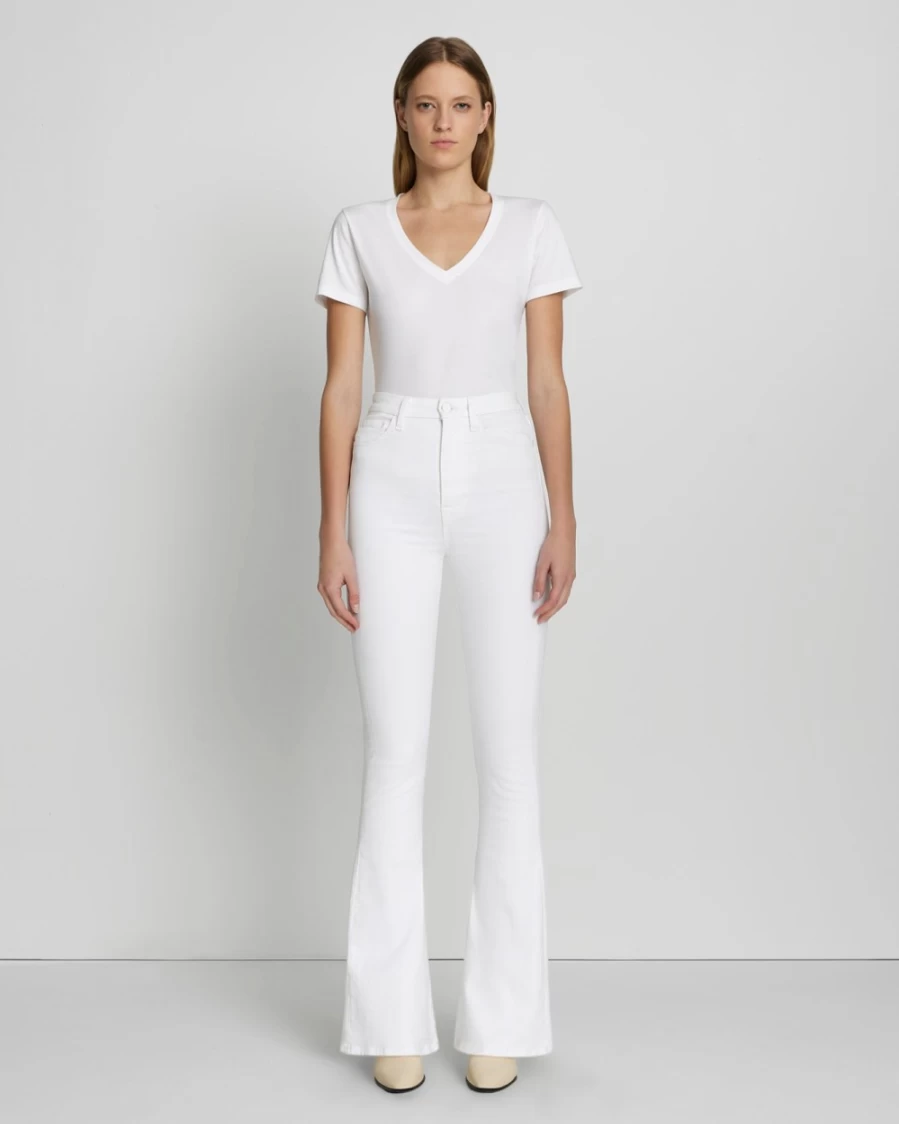7 For All Mankind Women's No Filter Ultra High Rise Skinny Flare Jeans in Clean White