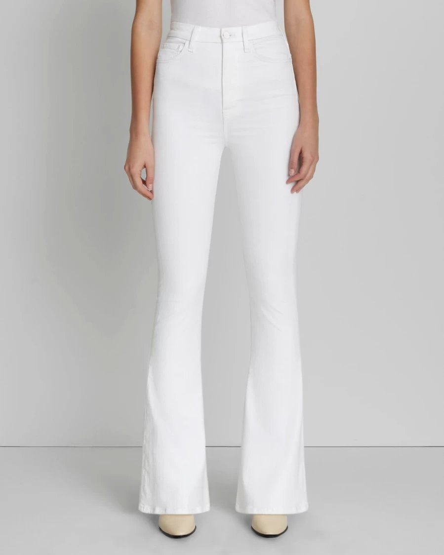7 For All Mankind Women's No Filter Ultra High Rise Skinny Flare Jeans in Clean White