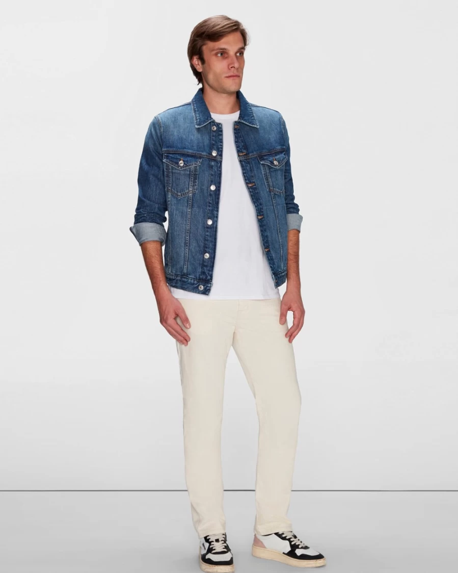 7 For All Mankind Men's Straight Fit Jeans in Ecru