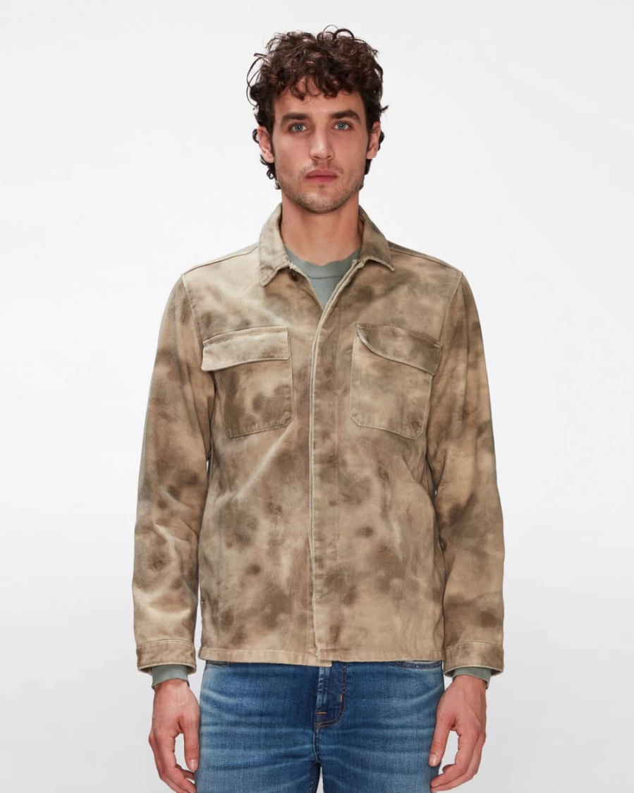 7 For All Mankind Men's Modern Field Jacket - Abstract Camouflage Outdoor Coat