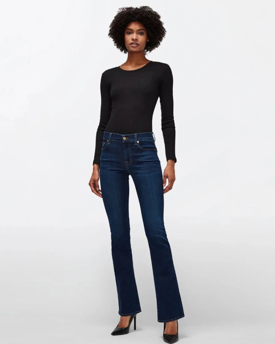 7 For All Mankind Women's Kimmie Bootcut Jeans in Rinsed Indigo - Air Stretch Denim