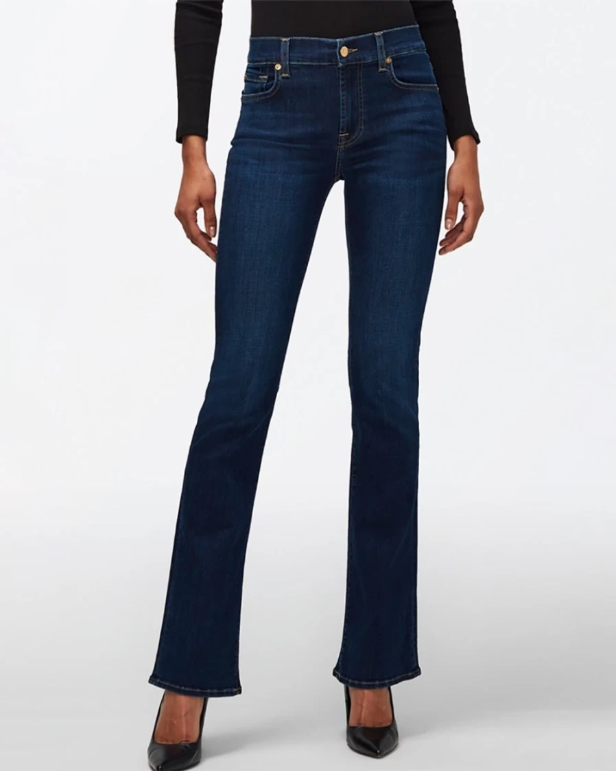 7 For All Mankind Women's Kimmie Bootcut Jeans in Rinsed Indigo - Air Stretch Denim