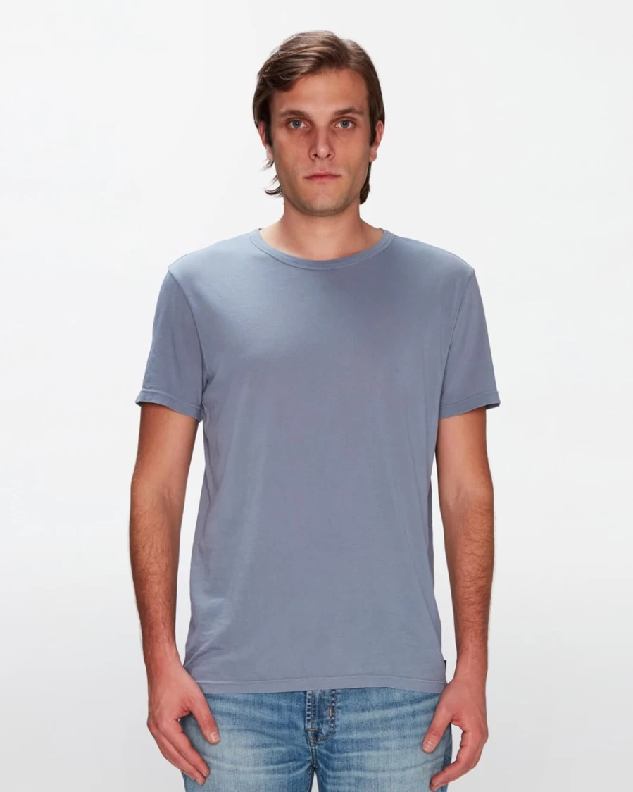 7 For All Mankind Men's French Blue Featherweight Cotton T-Shirt
