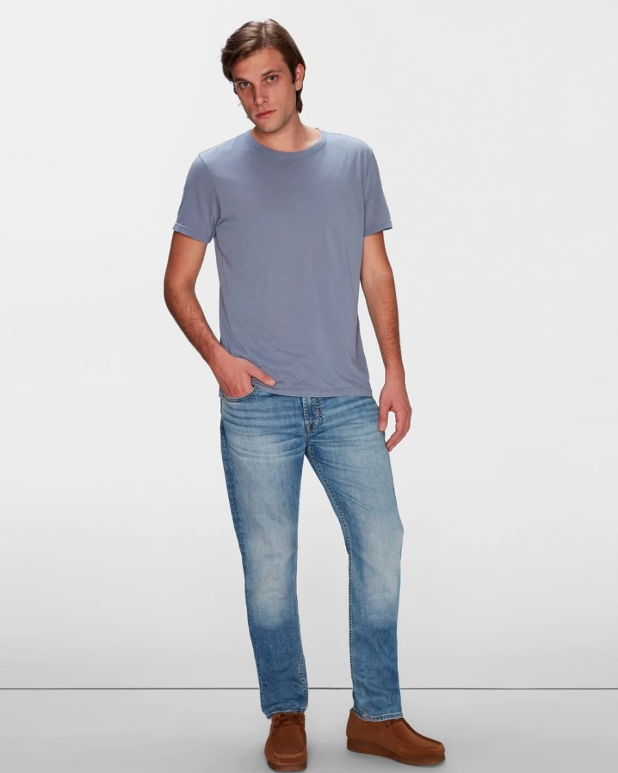 7 For All Mankind Men's French Blue Featherweight Cotton T-Shirt