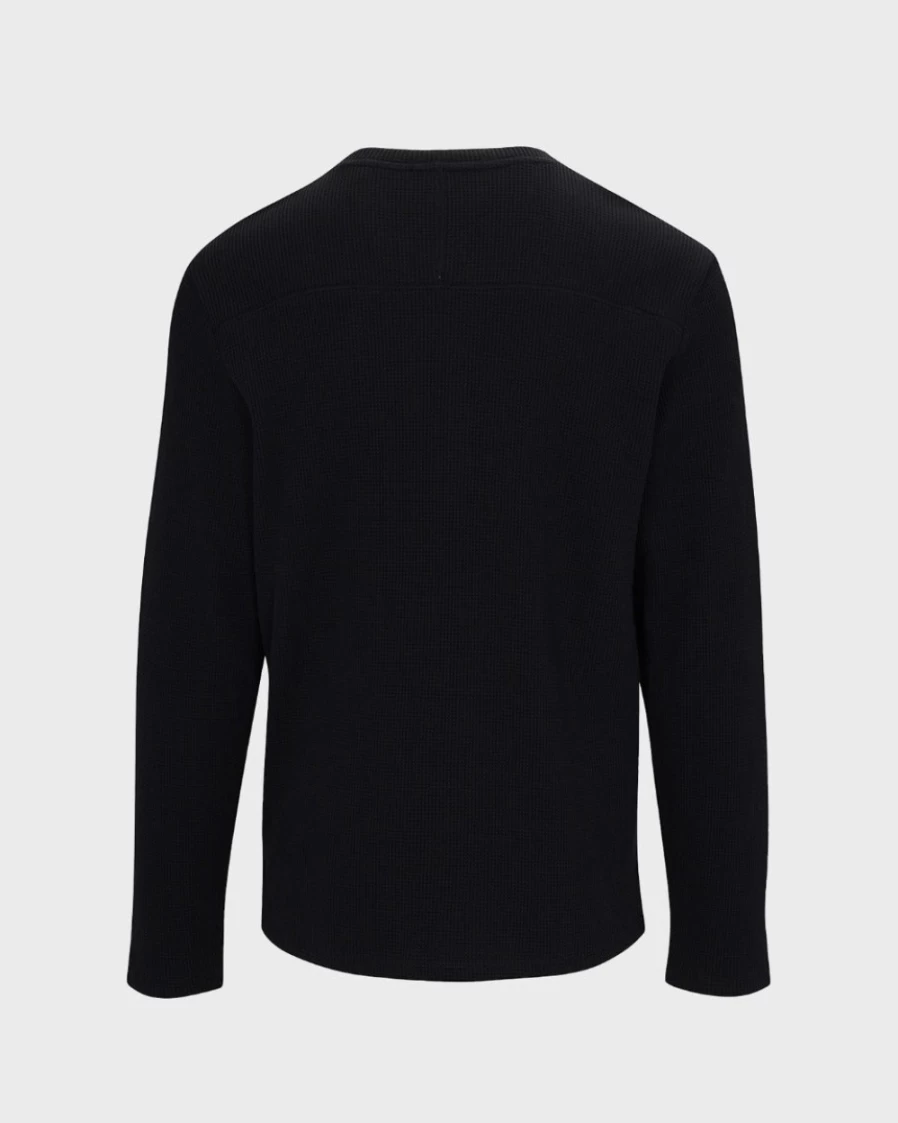 7 For All Mankind Men's Black Long Sleeve Henley Shirt