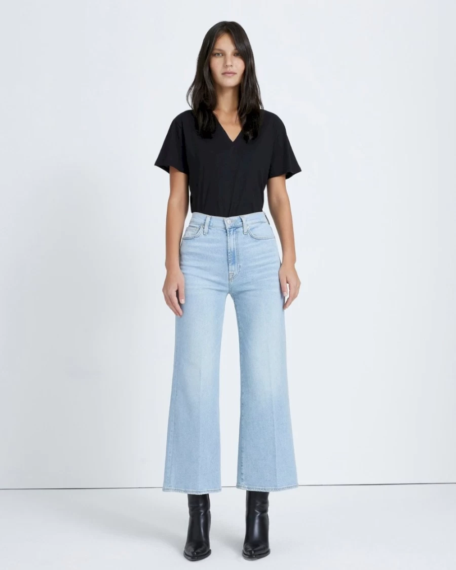 7 For All Mankind Women's Luxe Vintage Cropped Wild Fleur Denim Jacket