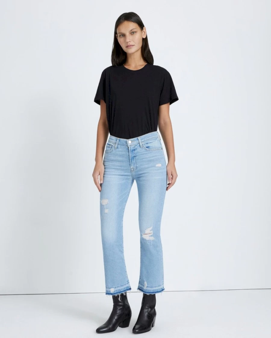 7 For All Mankind Women's Luxe Vintage High Waist Slim Kick Floral Print Jeans