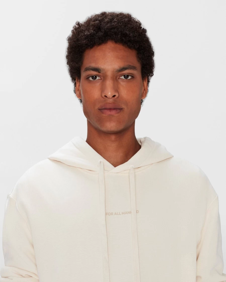 7 For All Mankind Men's Ecru Mineral Dye Hoodie - Soft Washed Cotton Pullover