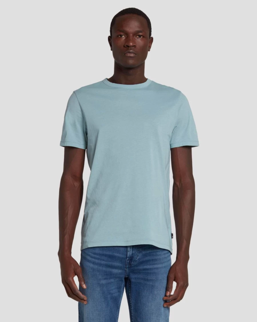 7 For All Mankind Men's Lightweight Cotton T-Shirt in Frost - Soft Breathable Tee