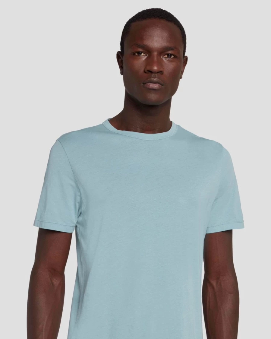 7 For All Mankind Men's Lightweight Cotton T-Shirt in Frost - Soft Breathable Tee