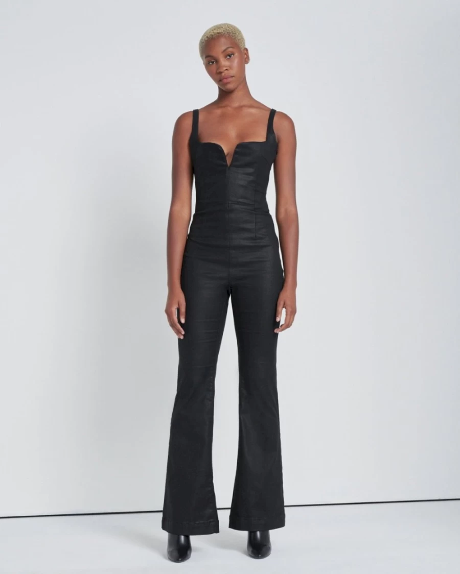 7 For All Mankind Women's Coated Flare Jumpsuit - Rabbit Hole Style