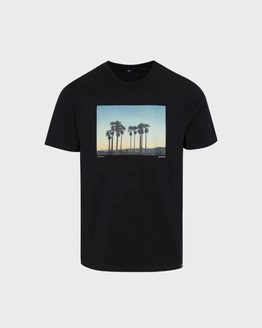 7 For All Mankind Men's Black Photo Print Graphic T-Shirt